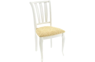 Стул Кабриоль, деревянный с жесткой спинкой, андрис вензель 160 бежевый, жаккард,  каркас эмаль белая