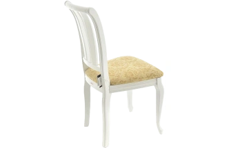 Стул Кабриоль, деревянный с жесткой спинкой, андрис вензель 160 бежевый, жаккард,  каркас эмаль белая