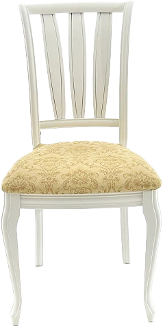 Стул Кабриоль, деревянный с жесткой спинкой, андрис вензель 160 бежевый, жаккард, каркас эмаль белая