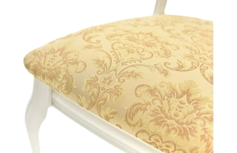 Стул Кабриоль, деревянный с жесткой спинкой, андрис вензель 160 бежевый, жаккард,  каркас эмаль белая