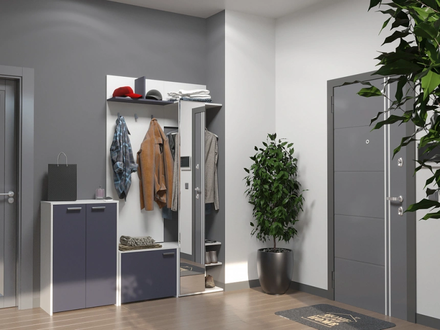 Модульная прихожая Омега, белый / чёрный графит