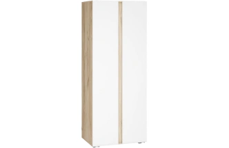 Шкаф двухдверный Алетра, распашной для одежды, дуб крафт серый / глянец белый