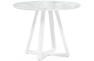 Кухонный стол Норфолк, 100x100x78, стекло, белый мрамор / белый
