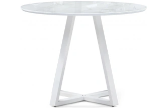 Кухонный стол Норфолк, 100x100x78, стекло, белый мрамор / белый