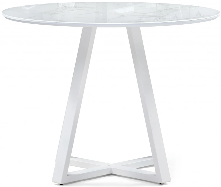 Кухонный стол Норфолк, 100x100x78, стекло, белый мрамор / белый