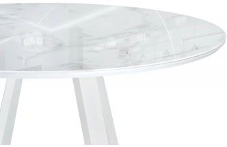 Кухонный стол Норфолк, 100x100x78, стекло, белый мрамор / белый