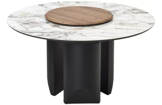 Кухонный стол Колизей 140, Artic Ocean, керамика, белый мрамор / черный каркас