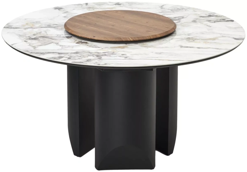 Кухонный стол Колизей 140, Artic Ocean, керамика, белый мрамор / черный каркас