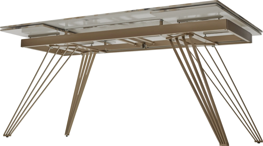 Кухонный стол раздвижной Acerra New 160, Gloss Grand Jade Solid Ceramic, каркас цвета шампань