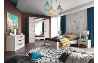 Тумба Соренто, с полками и четырьмя ящиками, дуб бонифаций