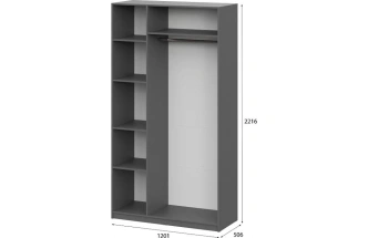 Шкаф трехстворчатый Даиго, для одежды, графит серый