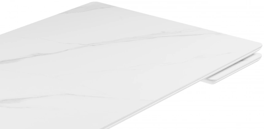 Обеденный раздвижной стол Вилли 140(200), керамика, белый мрамор / белый