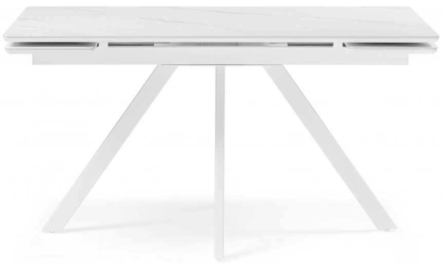 Обеденный раздвижной стол Вилли 140(200), керамика, белый мрамор / белый