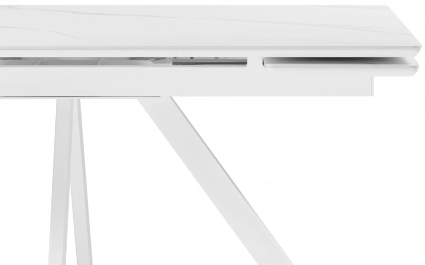 Обеденный раздвижной стол Вилли 140(200), керамика, белый мрамор / белый