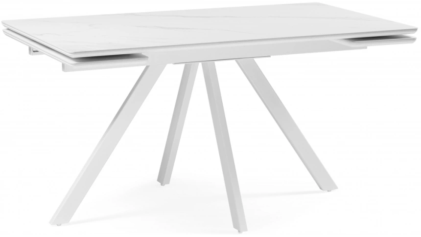Обеденный раздвижной стол Вилли 140(200), керамика, белый мрамор / белый