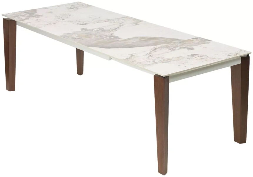 Обеденный раздвижной стол Esmir 160, Gloss Luxury Pandora Solid Ceramic, орех