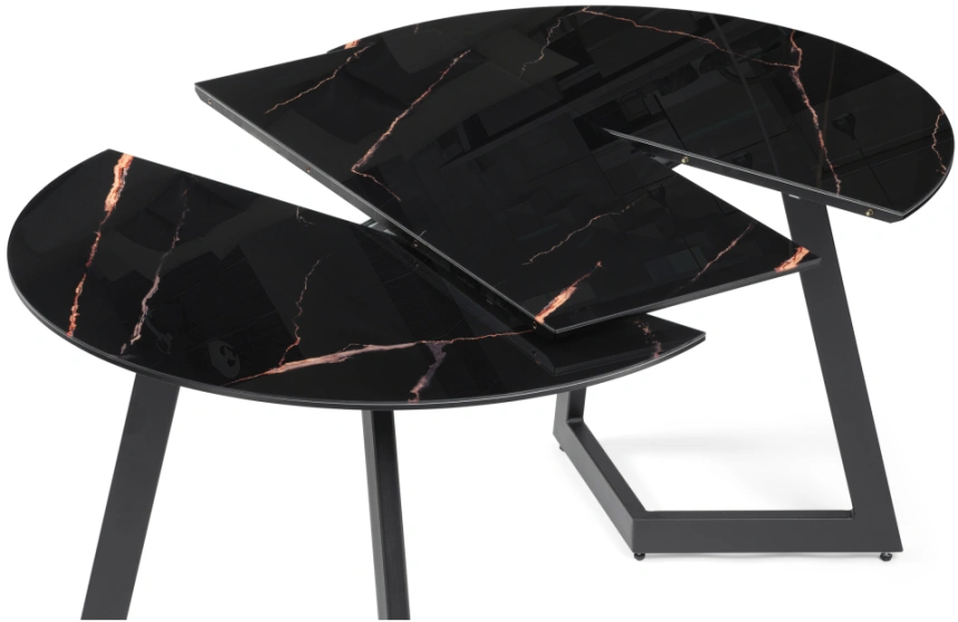 Кухонный стол раздвижной Алингсос 100(140), стекло, обсидиан / черный