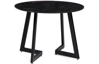 Кухонный стол раздвижной Алингсос 100(140), стекло, обсидиан / черный