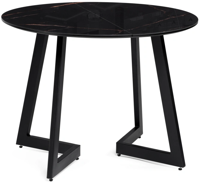 Кухонный стол раздвижной Алингсос 100(140), стекло, обсидиан / черный