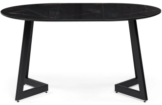 Кухонный стол раздвижной Алингсос 100(140), стекло, обсидиан / черный