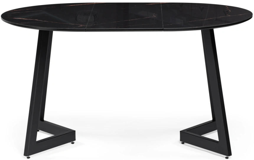 Кухонный стол раздвижной Алингсос 100(140), стекло, обсидиан / черный