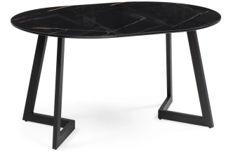 Кухонный стол раздвижной Алингсос 100(140), стекло, обсидиан / черный