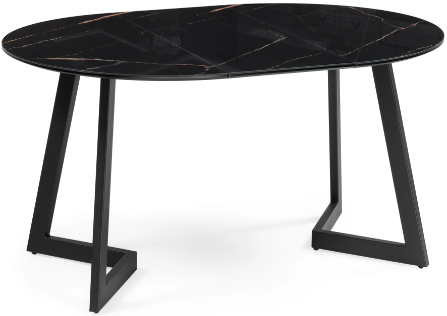 Кухонный стол раздвижной Алингсос 100(140), стекло, обсидиан / черный