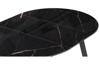 Кухонный стол раздвижной Алингсос 100(140), стекло, обсидиан / черный