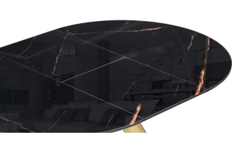 Кухонный стол Галвестон, стекло, обсидиан / черный / золото