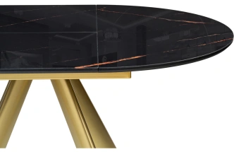 Кухонный стол Галвестон, стекло, обсидиан / черный / золото
