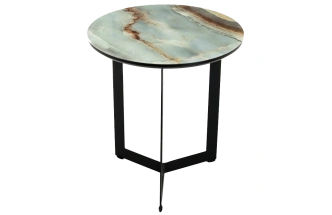 Журнальный стол Роб D-450, стекло, мрамор голубой, каркас черный 