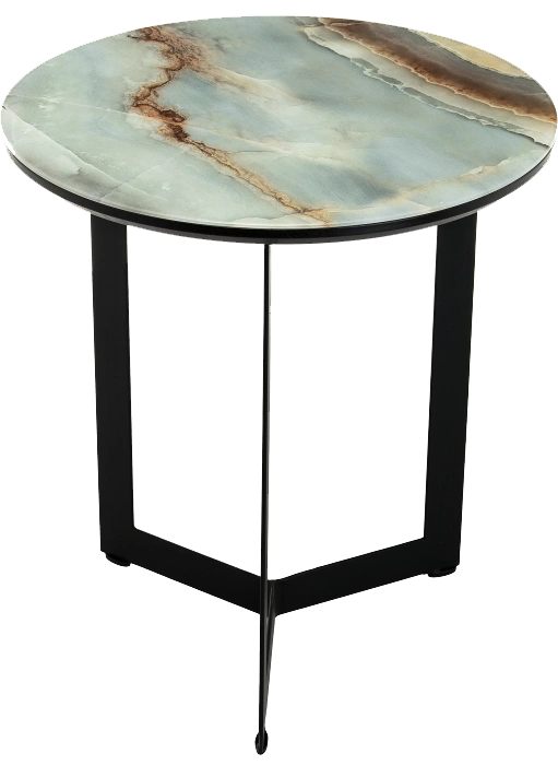 Журнальный стол Роб D-450, стекло, мрамор голубой, каркас черный 