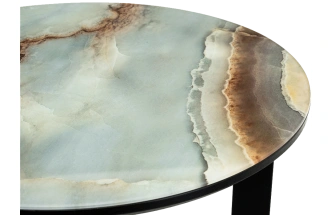 Журнальный стол Роб D-450, стекло, мрамор голубой, каркас черный 