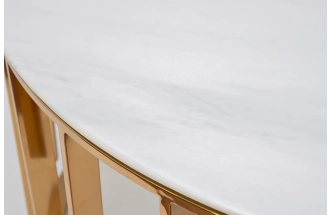 Журнальный стол GY-10006, 90x90x43, стекло в пленке ПВХ, белый мрамор / золото 