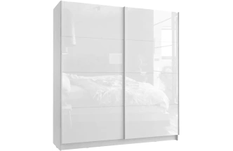Шкаф-купе двухдверный Марвин-3, 203x220, Белый / Белый глянец