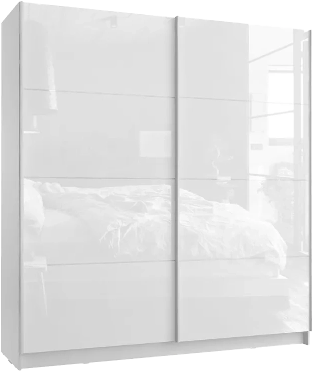 Шкаф-купе двухдверный Марвин-3, 203x220, Белый / Белый глянец