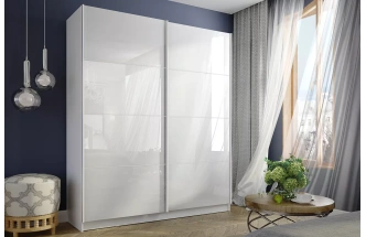 Шкаф-купе двухдверный Марвин-3, 203x220, Белый / Белый глянец