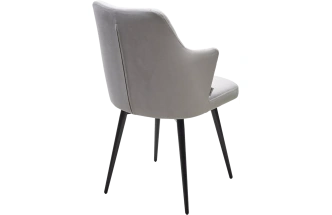 Стул Herman, мягкий, серый #27, велюр, черный каркас