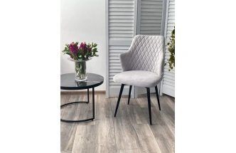 Стул Herman, мягкий, серый #27, велюр, черный каркас