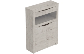 Шкаф двухдверный Соренто, со стеклом, дуб бонифаций