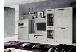 Шкаф двухдверный Соренто, со стеклом, дуб бонифаций