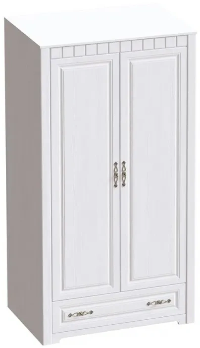 Шкаф двухдверный Прованс, распашной для одежды, бодега белая / патина премиум
