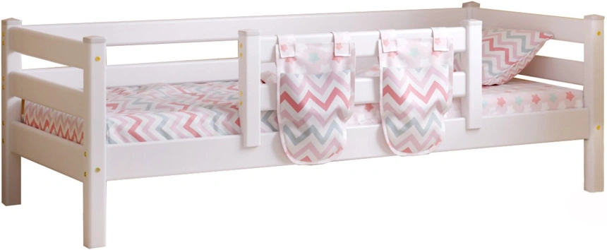 Кровать детская Соня-4, с защитой по центру, белый