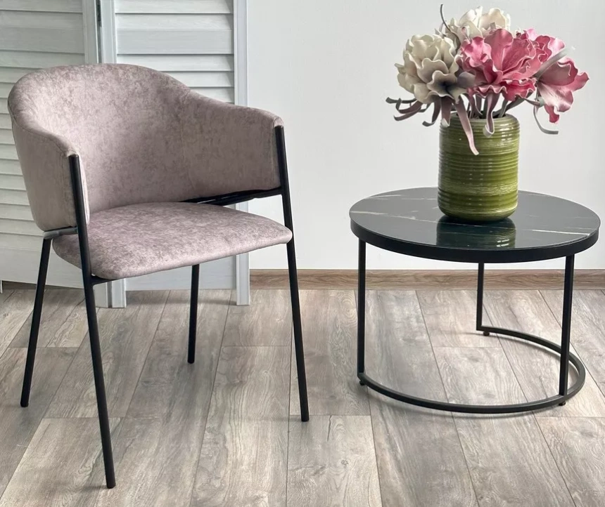 Стул Дилл, мягкий, Rain 11 капучино, велюр, черный каркас 