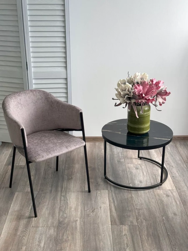 Стул Дилл, мягкий, Rain 11 капучино, велюр, черный каркас 