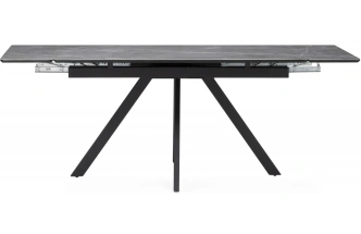 Обеденный раздвижной стол Вилли 140(200), керамика, серый мрамор / черный