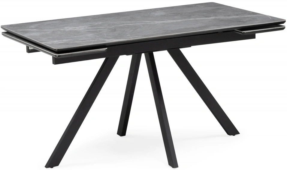 Обеденный раздвижной стол Вилли 140(200), керамика, серый мрамор / черный
