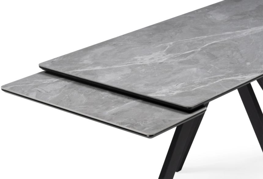 Обеденный раздвижной стол Вилли 140(200), керамика, серый мрамор / черный