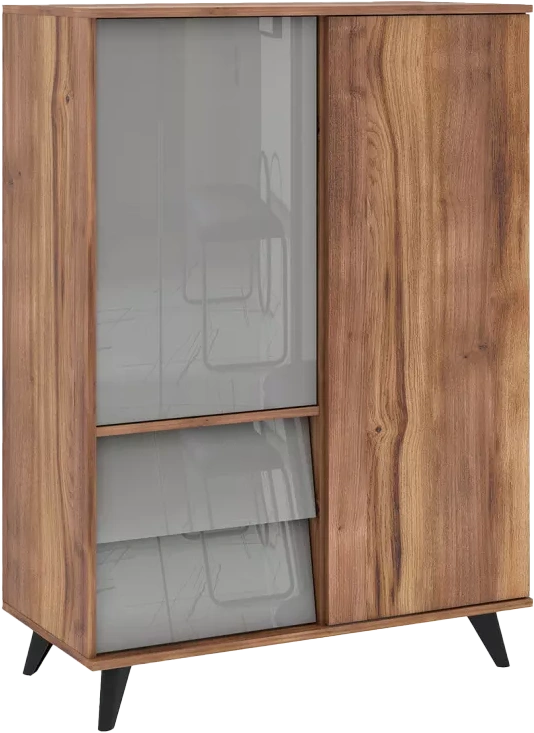 Гостиная модульная Онтарио 2, Дуб Барокко янтарный / Серый Асфальт глянец