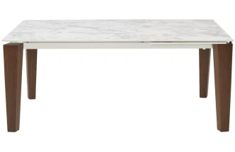 Обеденный раздвижной стол Esmir 160, Matte Arabescato Solid Ceramic, орех